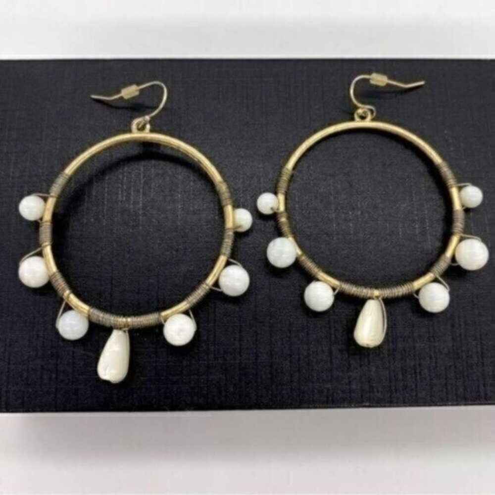 Freshwater Pearl Wire Wrapped Hoop Earrings